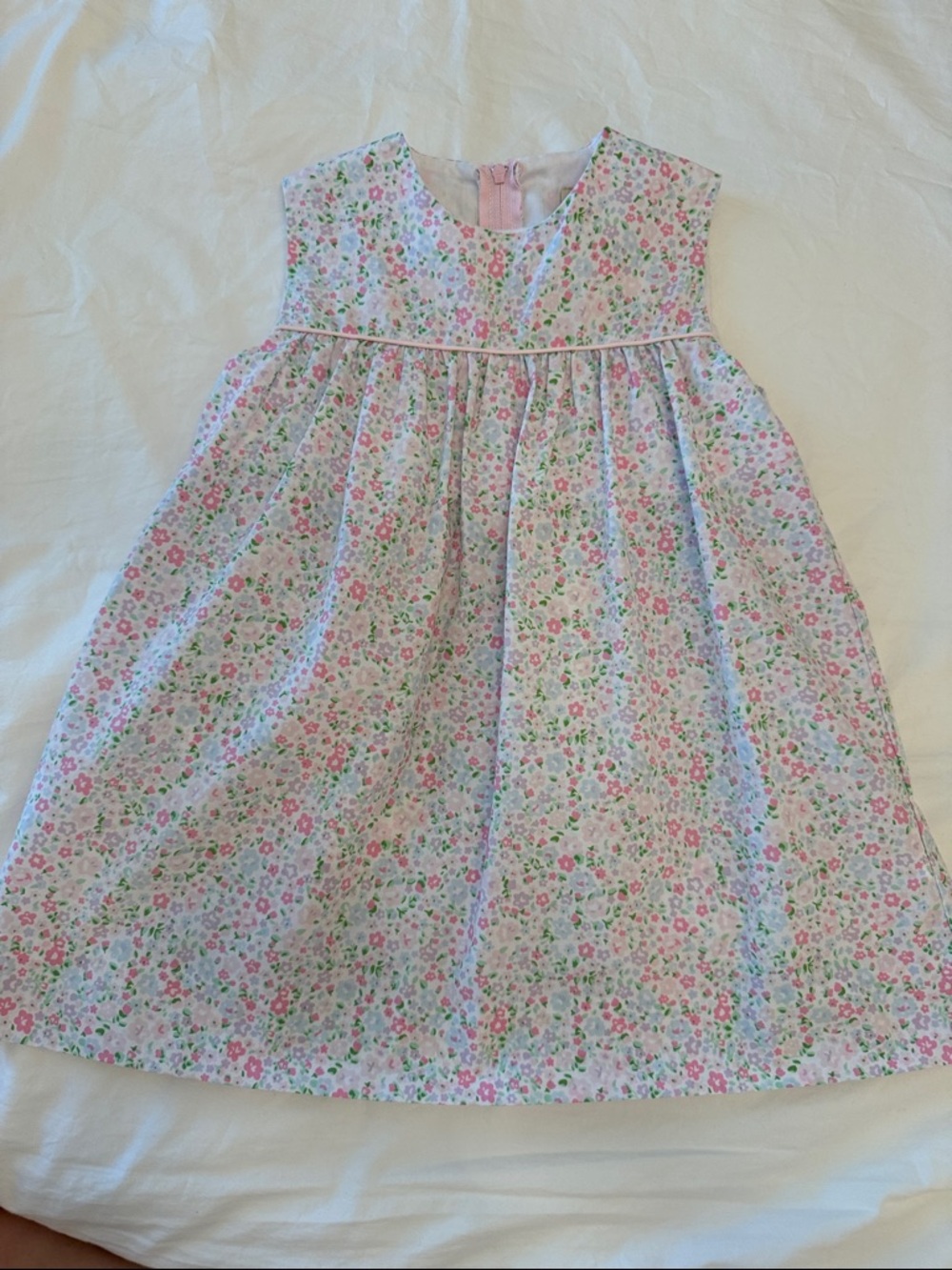 The Beaufort Bonnet Company Pink Floral Dress with Green Accents